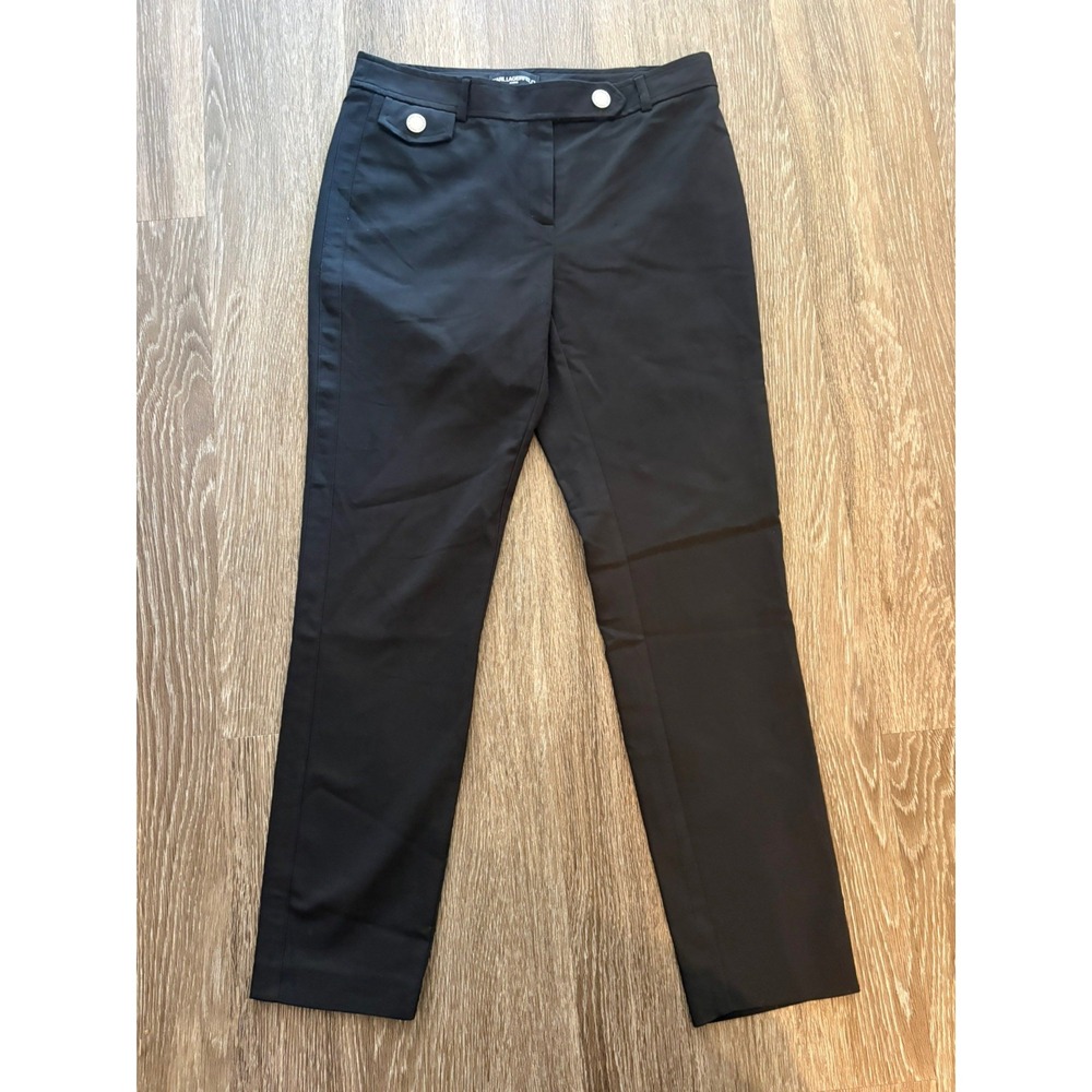 Karl Lagerfeld Paris Black Button/buckle  tailored stretch Dress Pants Size 4